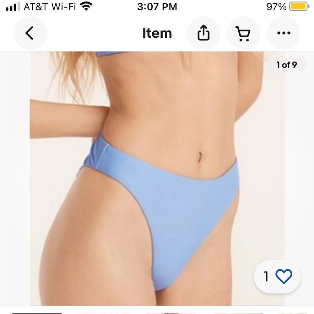 J Crew High Rise Bikini Bottom Light Blue - S